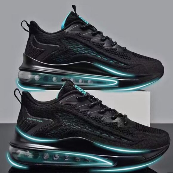 NEW - FASHION BLACK AND GREEN ANTI SLIP RUBBER SOLE RUNNING SHOES WOMENS- SIZE 8 - Picture 3 of 6